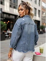 Dámská džínová bunda s odřenou modrou FashionStreet TY5687