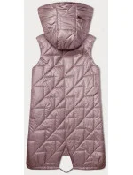 Růžová prošívaná dámská vesta s asymetrickou spodní částí S'West (B8237-81)