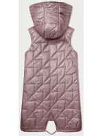 Růžová prošívaná dámská vesta s asymetrickou spodní částí S'West (B8237-81)