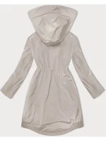 Lehce zateplená světle béžová dámská bunda s kapucí LHD (LHD-24589)
