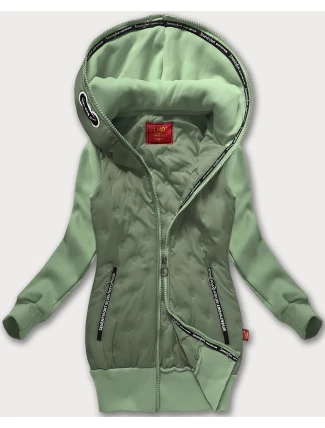 Šedozelená dámská mikino-bunda s kapucí LHD (AMG-162A)