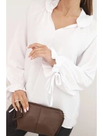 Dámská elegantní košile z viskózy s ozdobnými knoflíky bílá