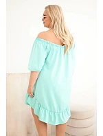 Dámské plus size bavlněné šaty s volánem mátová Dámské plus size bavlněné šaty s volánem mátová