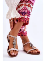 Kožené sandály s ozdobným hadem S.Barski KV-5541-42 Béžový