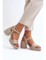 Zazoo 40386 Dámské kožené sandály na podpatku Beige