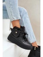 Vysoké sneakersy s kapsou na platformě černé Saramis