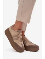 Kožené semišové dámské tenisky na platformě Zazoo 3775 béžové Kožené semišové dámské tenisky na platformě Zazoo 3775 béžové