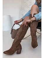 Semišové Kožené Kobyly Na Podpatku Zazoo 3152 Béžové