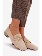 Dámské mokasíny z pravé nubukové kůže se zlatým detailem D&A CR61-3115 Béžové