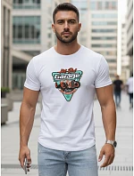 Pánské bavlněné tričko s potiskem HOT ROD GARAGE bílé FashionStreet NX5093R Pánské bavlněné tričko s potiskem HOT ROD GARAGE bílé FashionStreet NX5093R