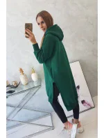 Zateplená mikina s bočními rozparky tmavě zelená Zateplená mikina s bočními rozparky tmavě zelená