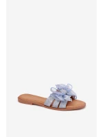 Dámské Pantofle Na Plochém Podpatku S Tylovou Mašlí Džínové Tanira