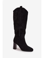 Dámské Kozaki Na Slupe Z Eko Zamszu Černé Prisca