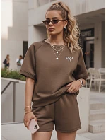 Dámská letní souprava s motýlem z měkké viskózy hnědé barvy FashionStreet AY1188