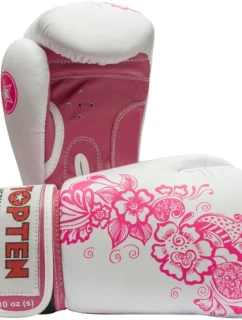 Boxerské rukavice TOP TEN "Ultimate Woman" 10 oz bílé a růžové