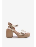Zazoo 40386 Dámské Kožené Sandály Na Klínu Zlaté