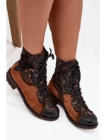 Dámské kožené botky Maciejka  – camel, nízký podpatek