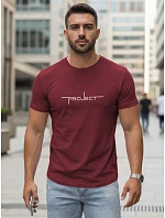 Pánské bavlněné tričko s nápisem „Project London“ v bordó barvě, FashionStreet NX5127R Pánské bavlněné tričko s nápisem „Project London“ v bordó barvě, FashionStreet NX5127R