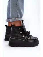 Zazoo 3416 Kožené dámské sportovní boty černé