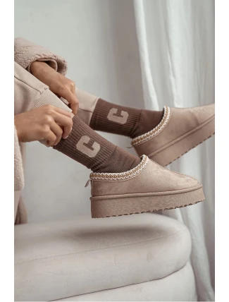 Dámské froté ponožky s písmenem C hnědé