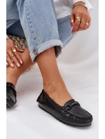 Ploché Kožené Mokasíny S Ozdobou S.Barski LR51-547 Černé