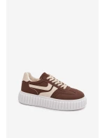 Dámské tenisky na platformě z eko semiše hnědé Cadrina