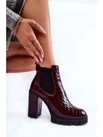 Lakované boty Hadí vzor na sloupku Burgundy Eldey