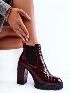 Lakované boty Hadí vzor na sloupku Burgundy Eldey