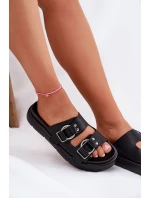 Kožené Dámské Sandály S Ozdobnými Přezkami Big Star RR274658 Černé