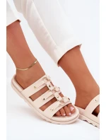 Dámské Pantofle S Pásky Světle Béžové Pasiriela