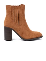 Originální kotníčkové boty dámské Karmelowy na širokém podpatku Originální kotníčkové boty dámské Karmelowy na širokém podpatku