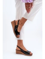 Dámské lakované sandály na platformě Sergio Leone SK301 Černé