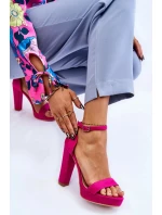 Semišové Sandály Na Podpatku Fuchsie Spectacular