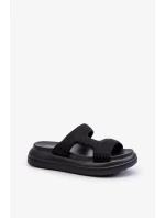 Černé dámské zdobené pantofle Jestella na platformě Černé dámské zdobené pantofle Jestella na platformě