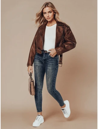 Dámské úzké džíny SKINNYJEAN kalhoty s páskem námořnická modrá FashionStreet UY2328