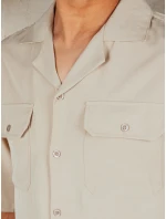 Pánská béžová košile s krátkým rukávem FashionStreet KX1087