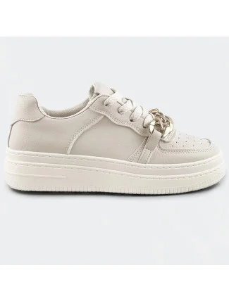 Béžové dámské sportovní boty s řetízkem (B-545) Béžové dámské sportovní boty s řetízkem (B-545)