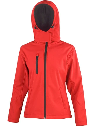 Result R 230F Dámská 3-vrstvá softshellová bunda s kapucí 30.230F red/black