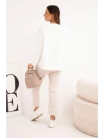 Komplet dámský máslový s kontrastní kapsičkou béžový