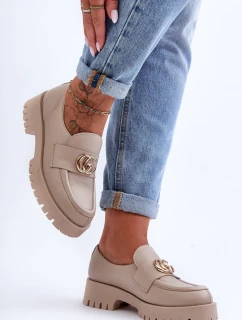 Dámské kůže polobotky s ozdobou Bežové Rosefalls