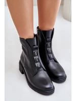 Kožené boty na zip zateplené černé Olidrila Kožené boty na zip zateplené černé Olidrila