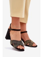 Dámské sandály na podpatku černé Almera