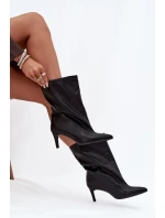 Nazouvací dámské boty na jehlové podpatku černé Solvienne