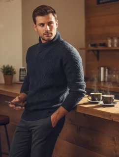 Pánský černý svetr FashionStreet WX2253