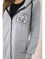 Dámská delší mikina s kapucí a zipem šedý