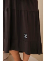 Dámská bavlněná sukni Plus Size s volánky a ohrnutým rukávem hnědá