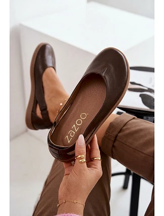 Kožené baleríny Barefoot Zazoo 10217 Čokoládové