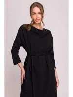 S403 Úpletové šaty nadměrné velikosti - černé