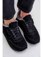 Semišové dámské tenisky s kožíškem a lesklým prvkem Big Star OO274580 Hi-Poly System černé Semišové dámské tenisky s kožíškem a lesklým prvkem Big Star OO274580 Hi-Poly System černé