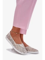 Dámské semišové ažurové polobotky Chulieta – zlatо/šedé